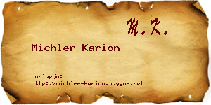 Michler Karion névjegykártya